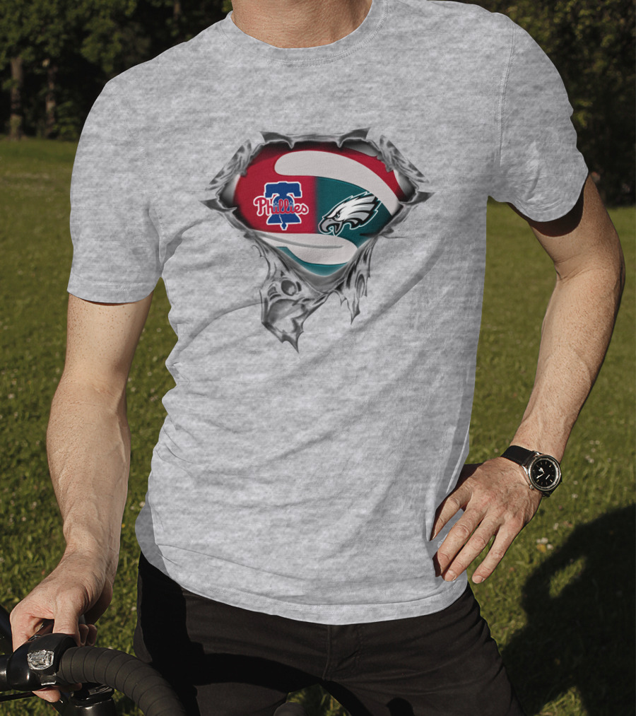 Phillies Eagles Logo Mashup Superhero Style T-Shirt