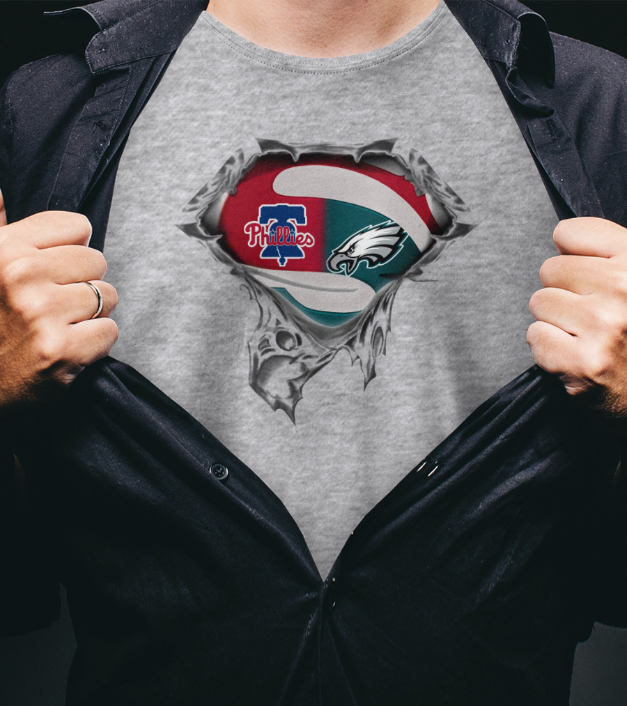 Phillies Eagles Logo Mashup Superhero Style T-Shirt