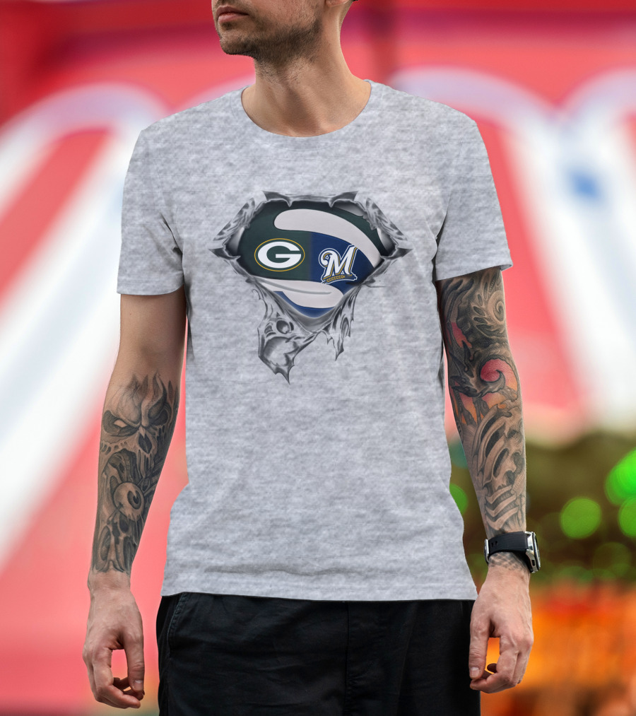 Green Bay Packers Milwaukee Brewers Logo Mashup T-Shirt