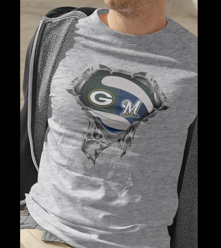 Green Bay Packers Milwaukee Brewers Logo Mashup T-Shirt