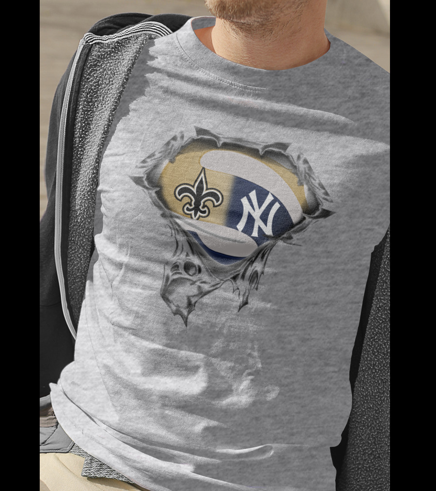 New Orleans Saints And New York Yankees Fusion T-Shirt