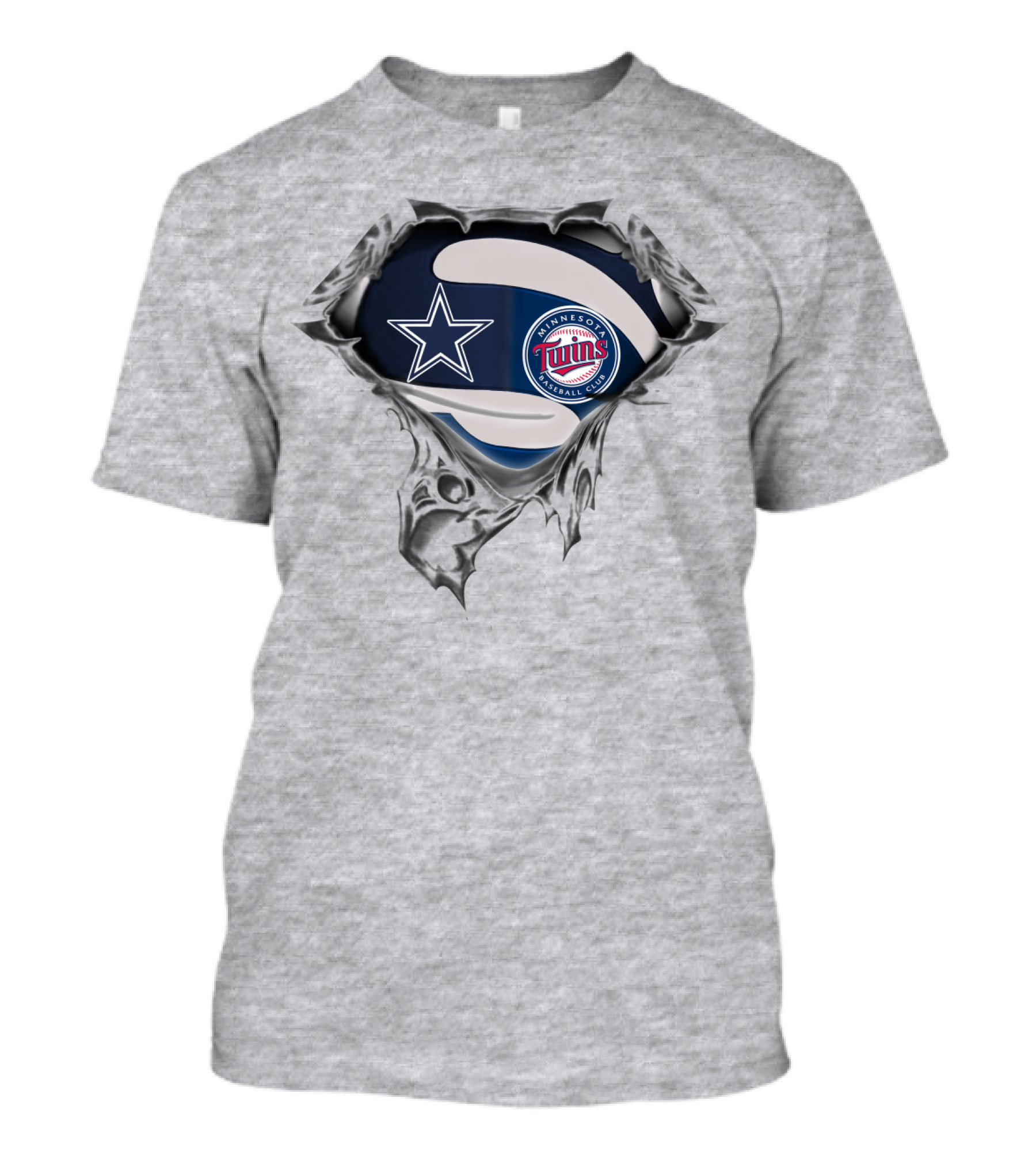 Dallas Cowboys Minnesota Twins Fan Crossover Football Baseball Logos T-Shirt