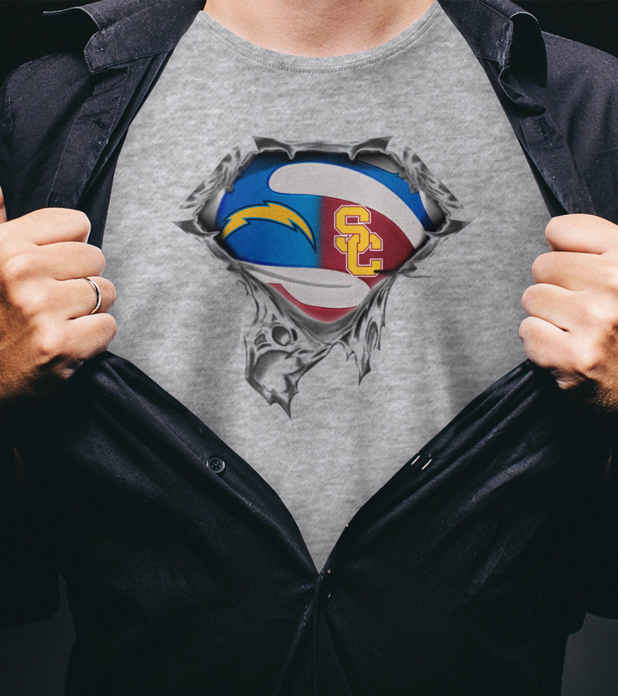 Chargers Usc Trojans Football Hybrid T-Shirt