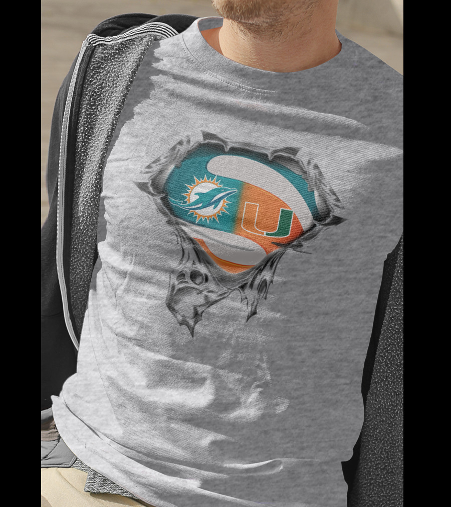 Miami Dolphins Miami Hurricanes Super Fan Crest T-Shirt