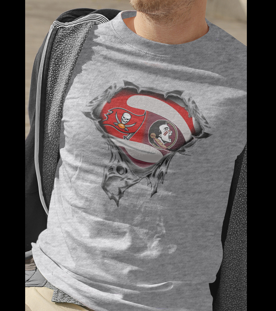 Buccaneers Seminoles Logo Crossover With Pirate And Tribal Warrior T-Shirt
