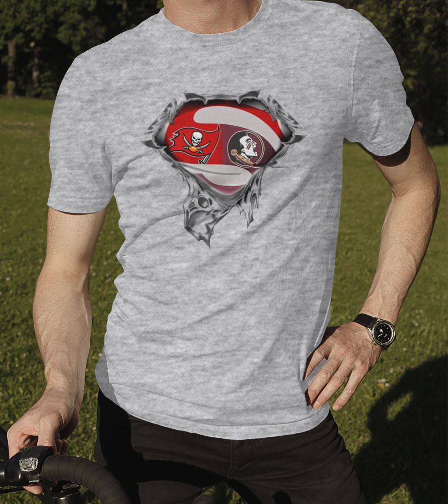 Buccaneers Seminoles Logo Crossover With Pirate And Tribal Warrior T-Shirt