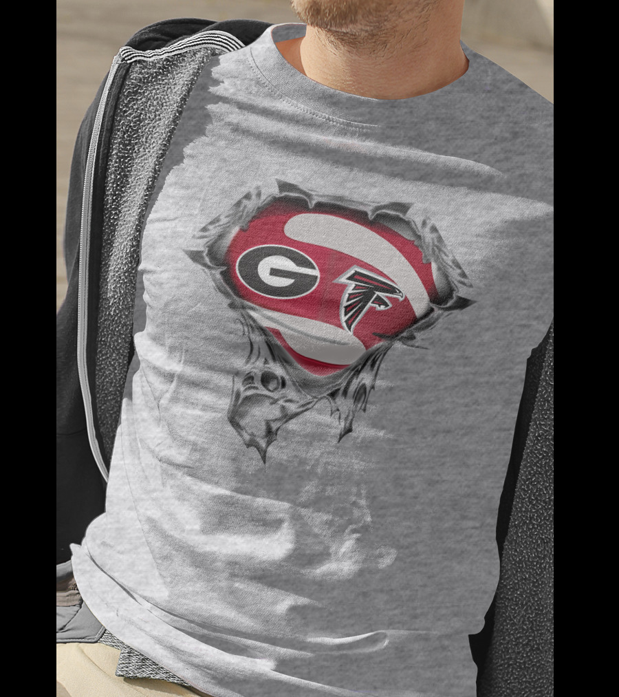 Georgia Bulldogs Atlanta Falcons Logo Mashup T-Shirt