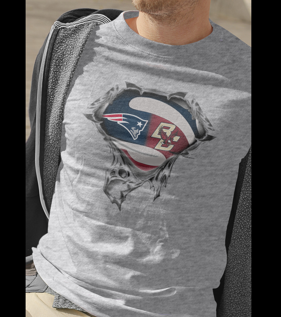 New England Patriots Boston College Eagles Logo Mashup T-Shirt