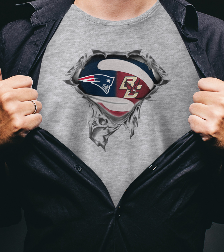 New England Patriots Boston College Eagles Logo Mashup T-Shirt