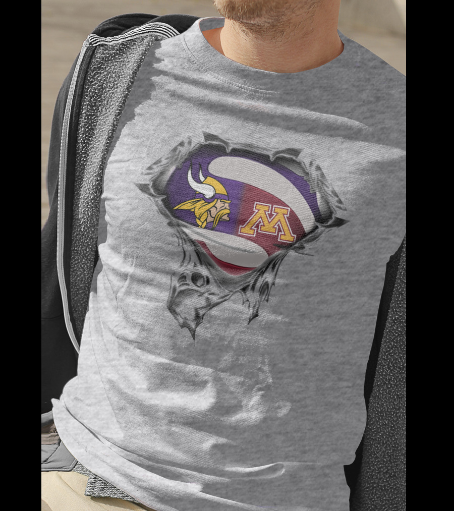 Vikings Minnesota Golden Gophers Logo Superhero Shield T-Shirt