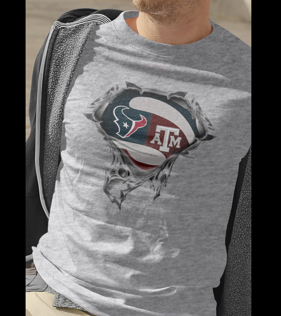 Texans A&M Aggies Logo Fusion Superhero Symbol T-Shirt