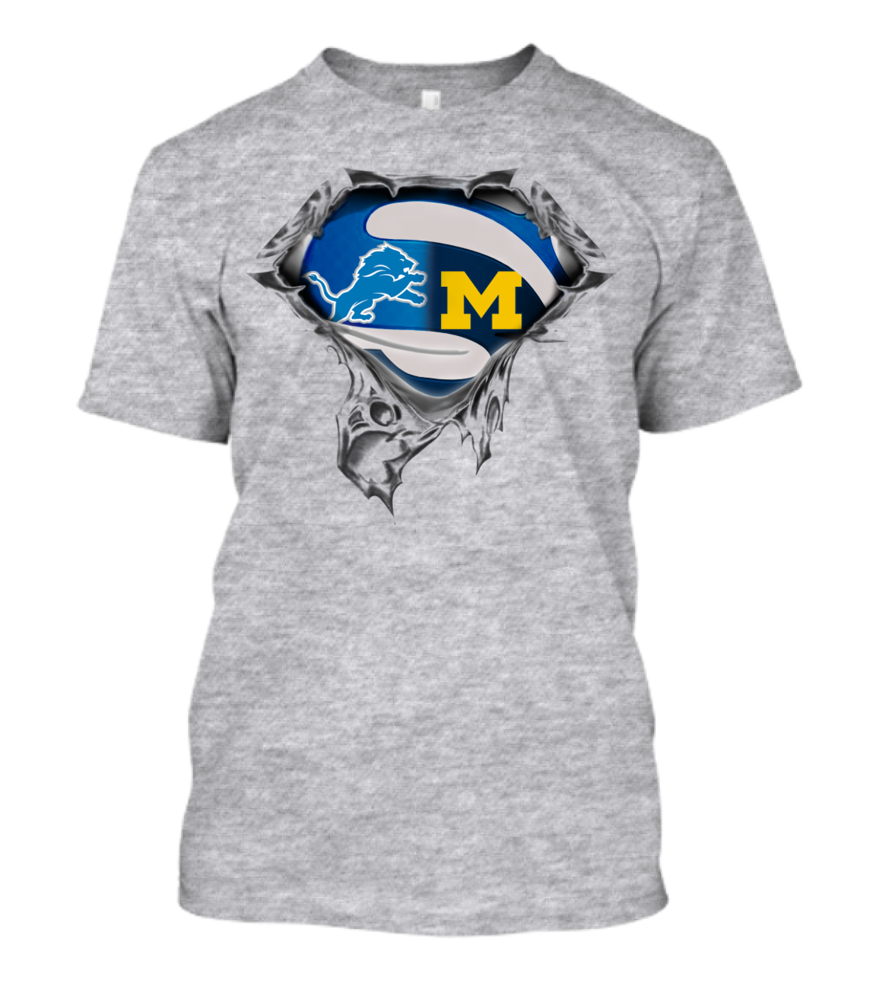 Detroit Lions And Michigan Wolverines Tearing Through T-Shirt