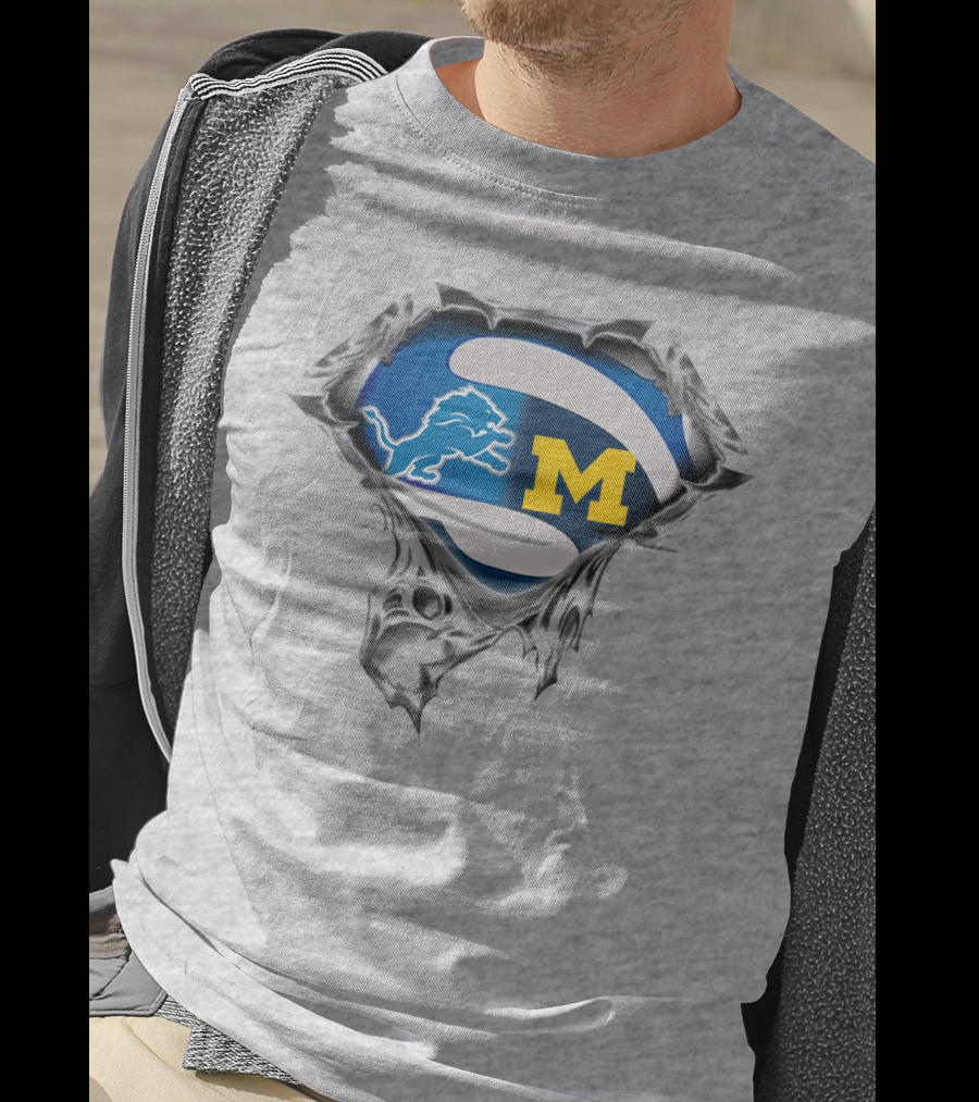 Detroit Lions And Michigan Wolverines Tearing Through T-Shirt
