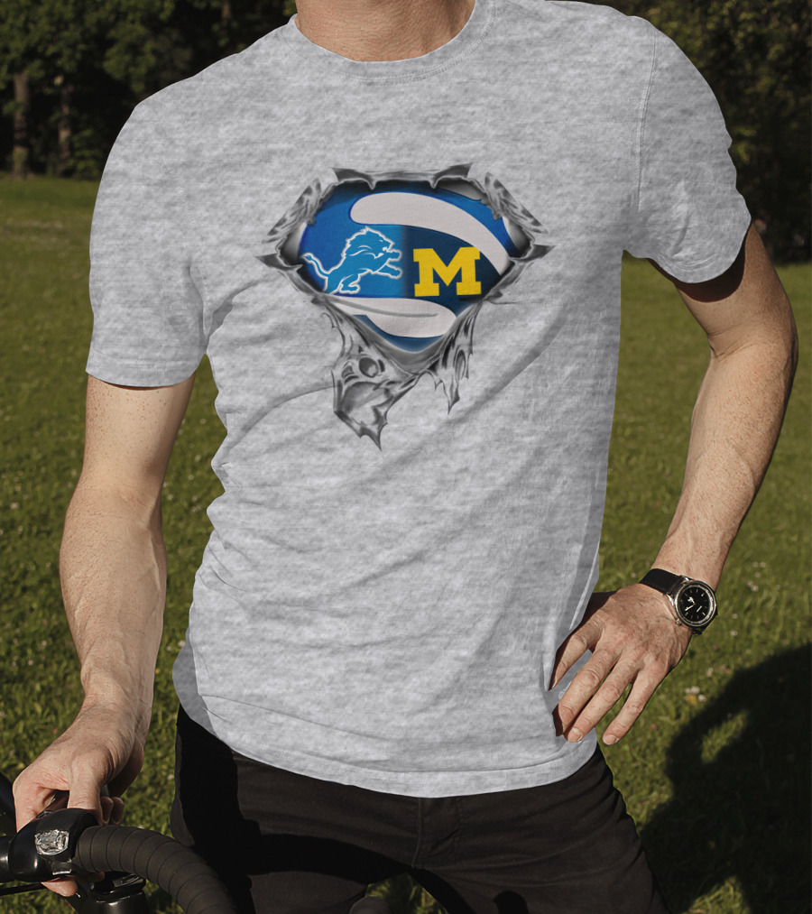 Detroit Lions And Michigan Wolverines Tearing Through T-Shirt