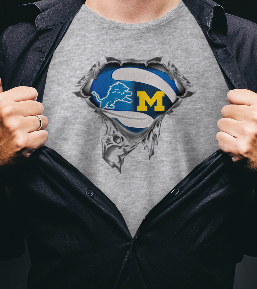 Detroit Lions And Michigan Wolverines Tearing Through T-Shirt