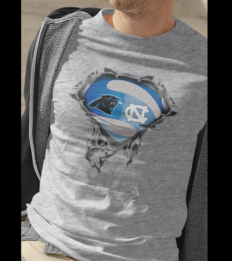 Carolina Panthers Tar Heels Nc Logo Mashup T-Shirt