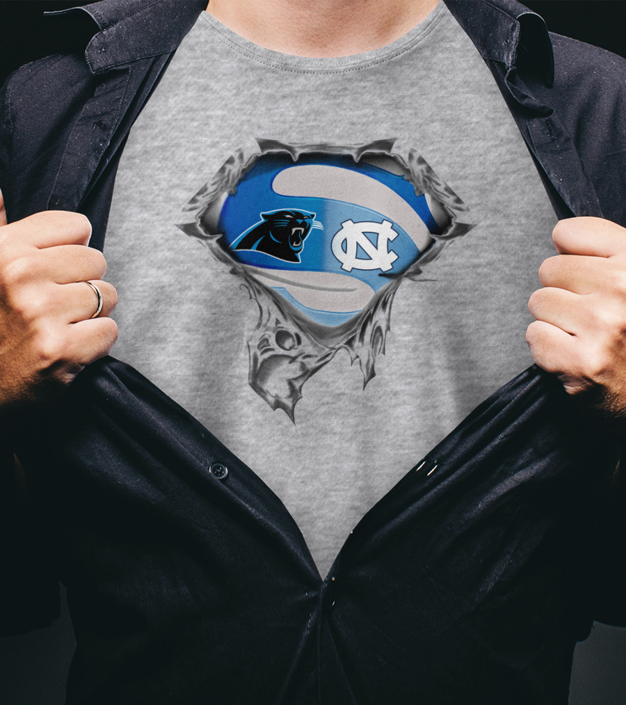Carolina Panthers Tar Heels Nc Logo Mashup T-Shirt