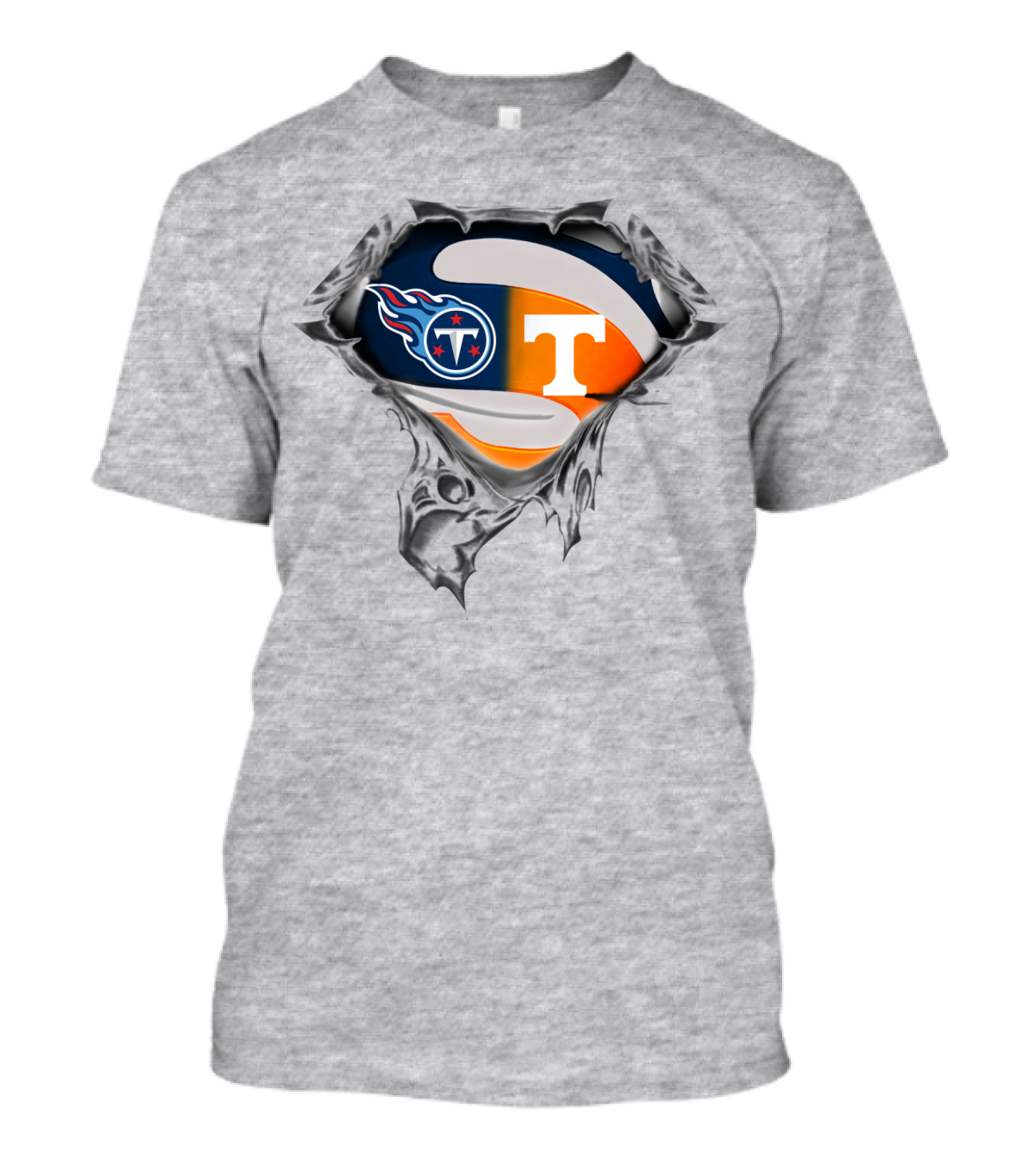 Tennessee Titans Volunteers Crossover Logo Superhero Theme T-Shirt