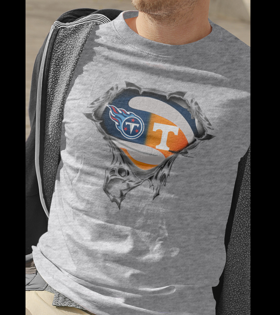 Tennessee Titans Volunteers Crossover Logo Superhero Theme T-Shirt
