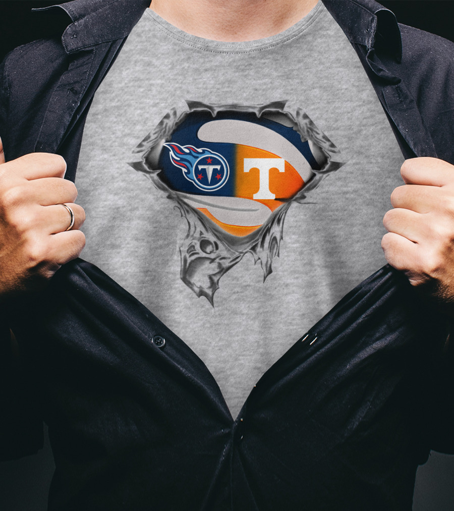 Tennessee Titans Volunteers Crossover Logo Superhero Theme T-Shirt