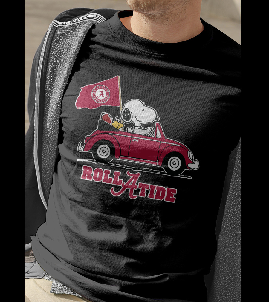 Roll A Tide Alabama Crimson Tide Snoopy Driving T-Shirt