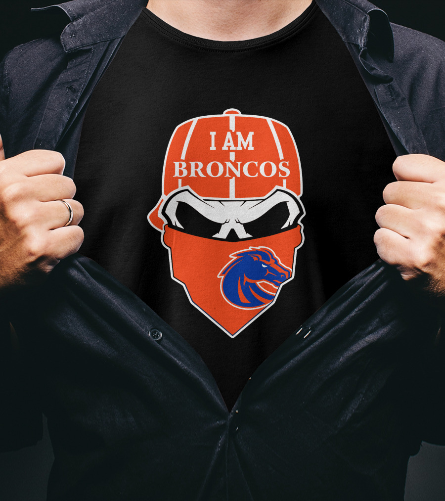 I Am Broncos Boise State Broncos Skull Sports T-Shirt
