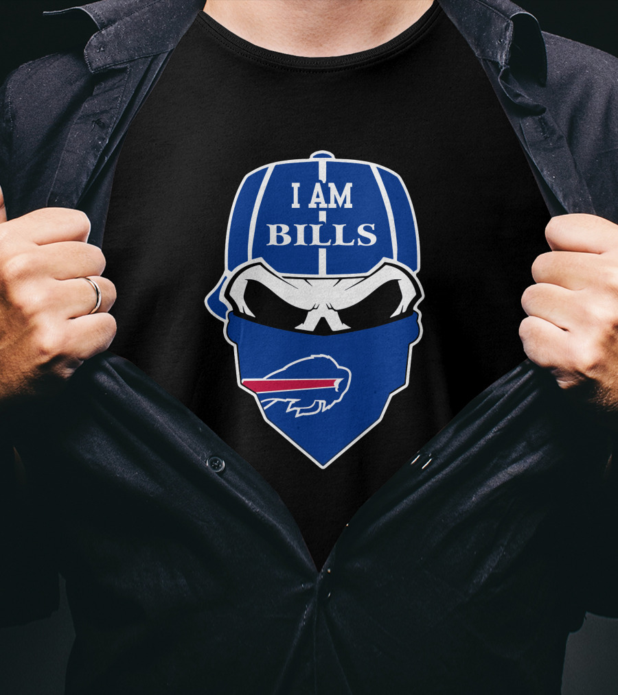 I Am Bills Buffalo Bills Skull Logo Face Covering T-Shirt