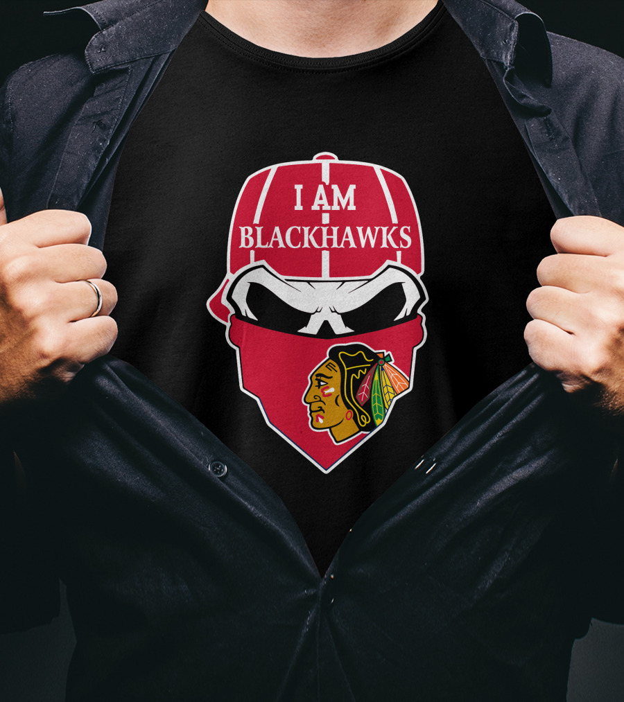 I Am Blackhawks Chicago Blackhawks Skull T-Shirt