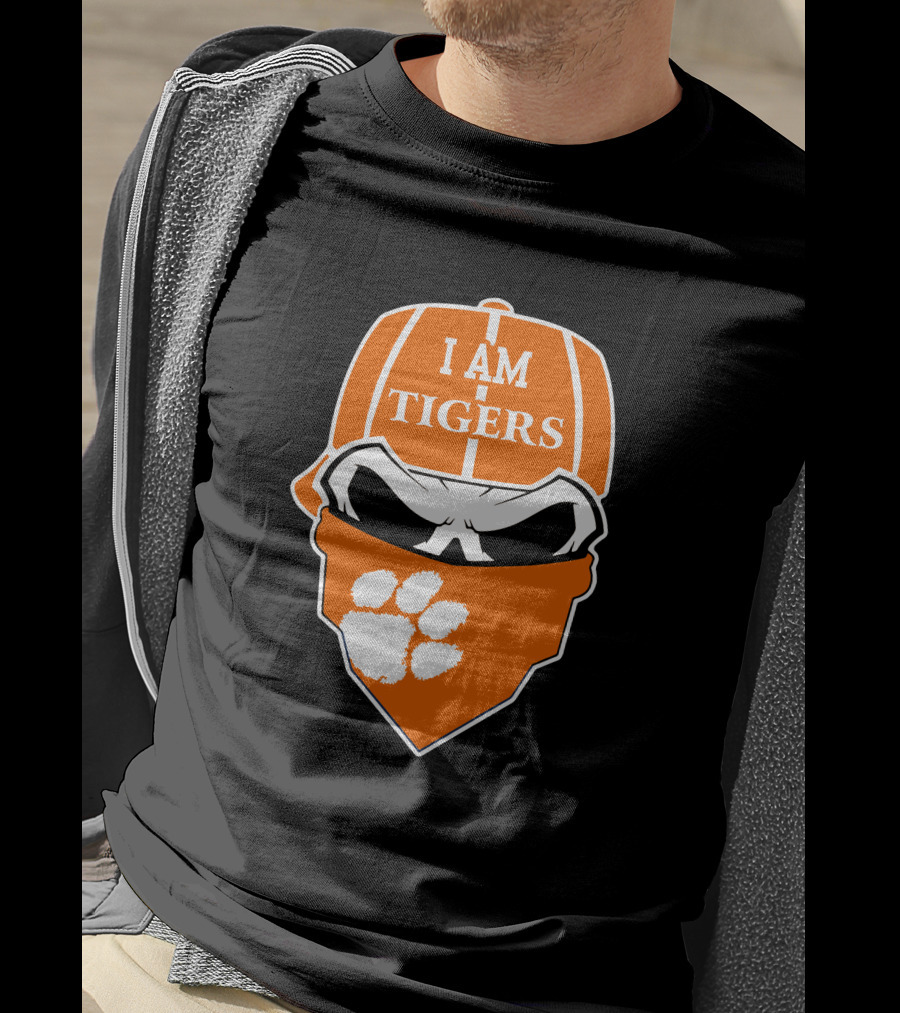 Clemson Tigers I Am Tigers Skull Paw T-Shirt