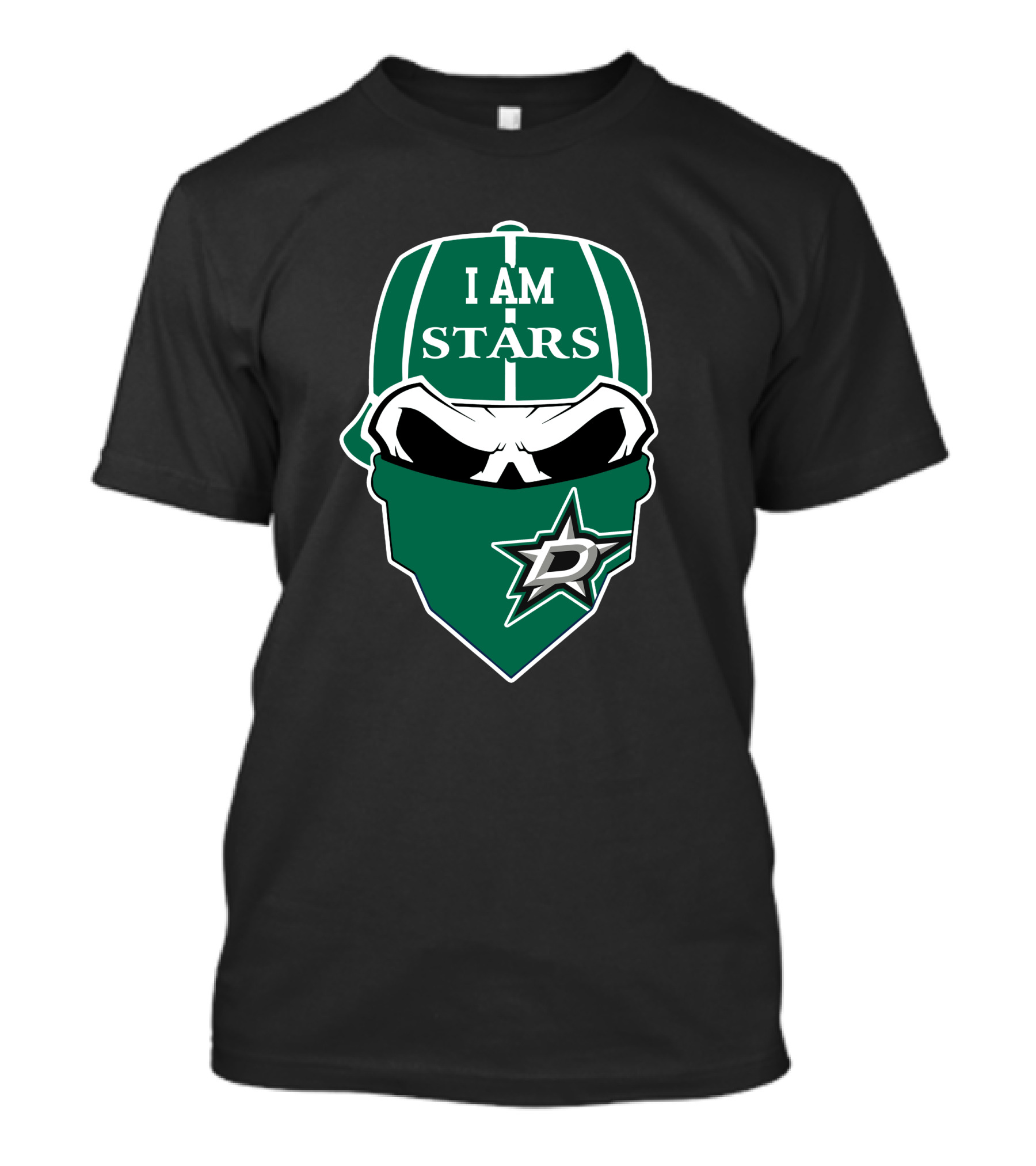 I Am Stars Dallas Stars Skull Logo Bandana T-Shirt