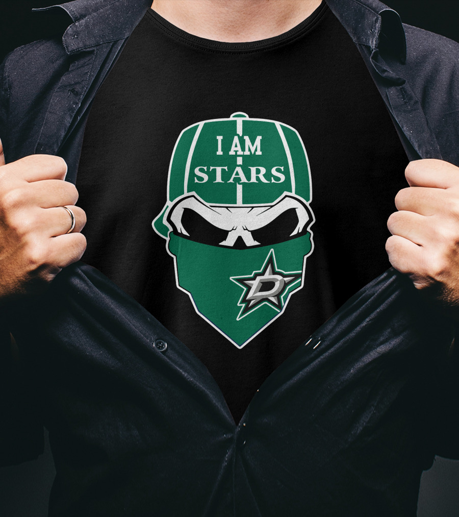 I Am Stars Dallas Stars Skull Logo Bandana T-Shirt
