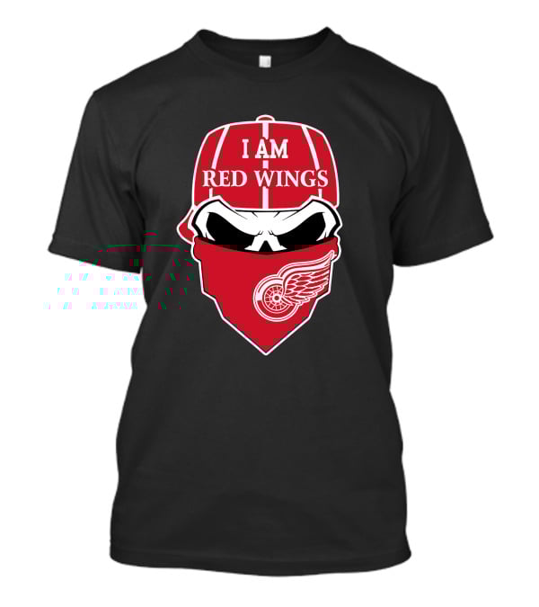I Am Red Wings Skull Logo Detroit Sports Fan T-Shirt