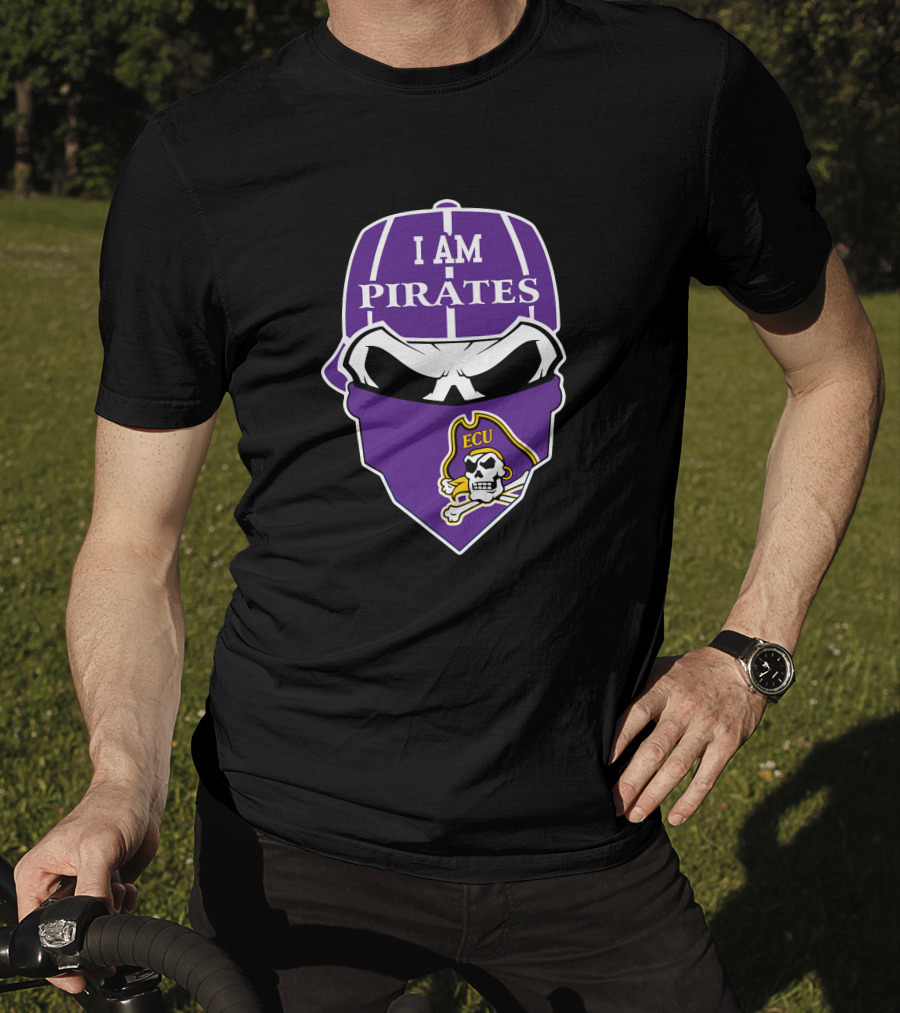 I Am Pirates Ecu Skull Mask Logo East Carolina Pirates T-Shirt