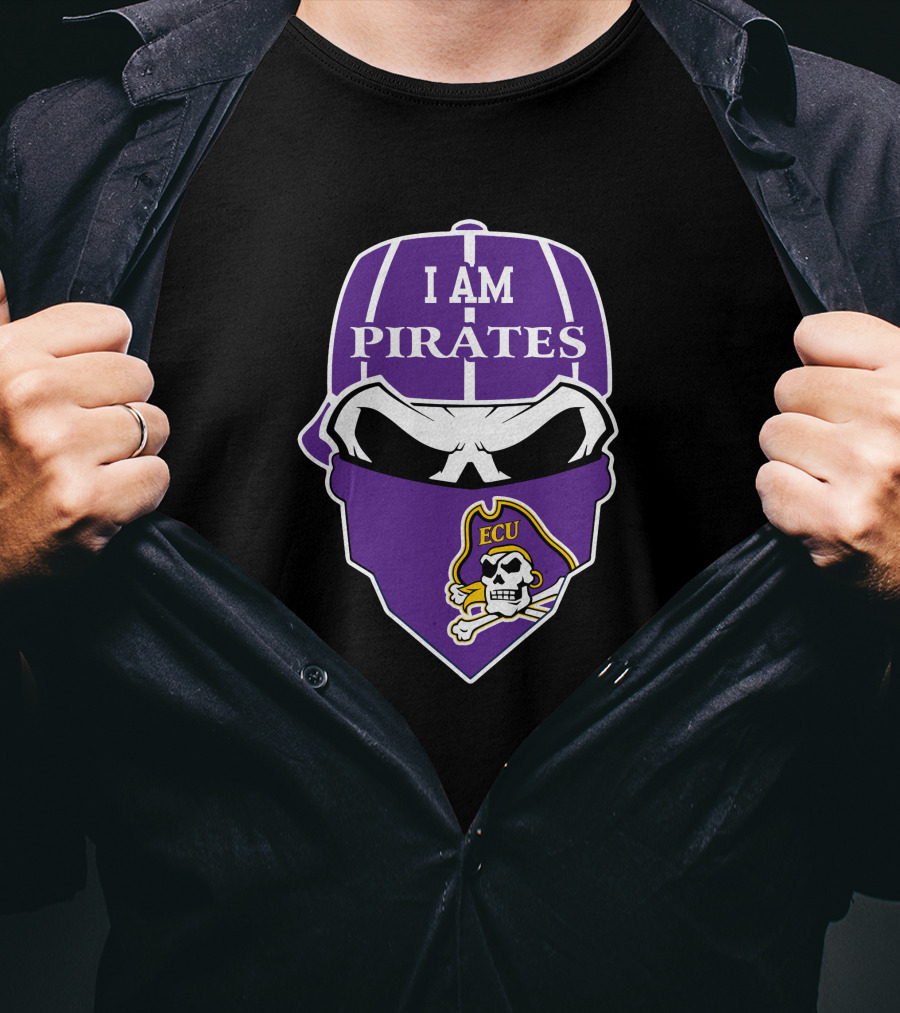I Am Pirates Ecu Skull Mask Logo East Carolina Pirates T-Shirt
