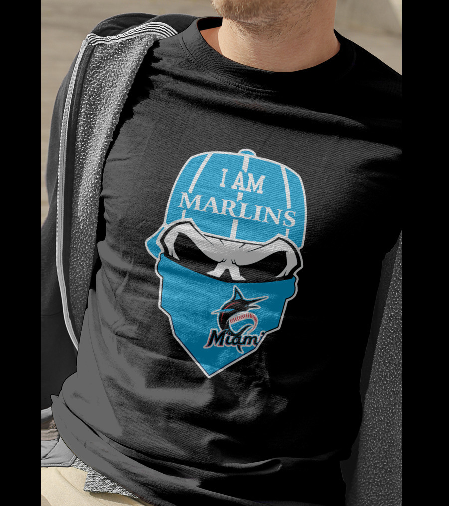 I Am Marlins Miami Marlins Skull T-Shirt