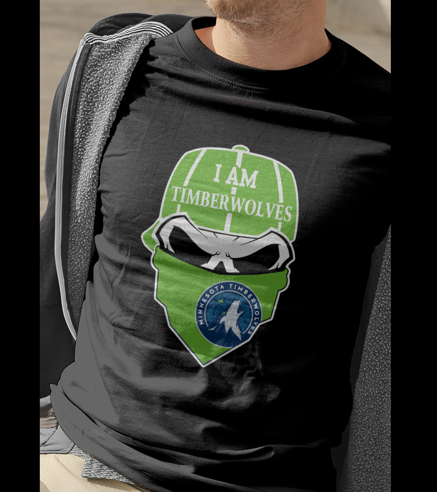 I Am Timberwolves Minnesota Timberwolves Logo Skull T-Shirt