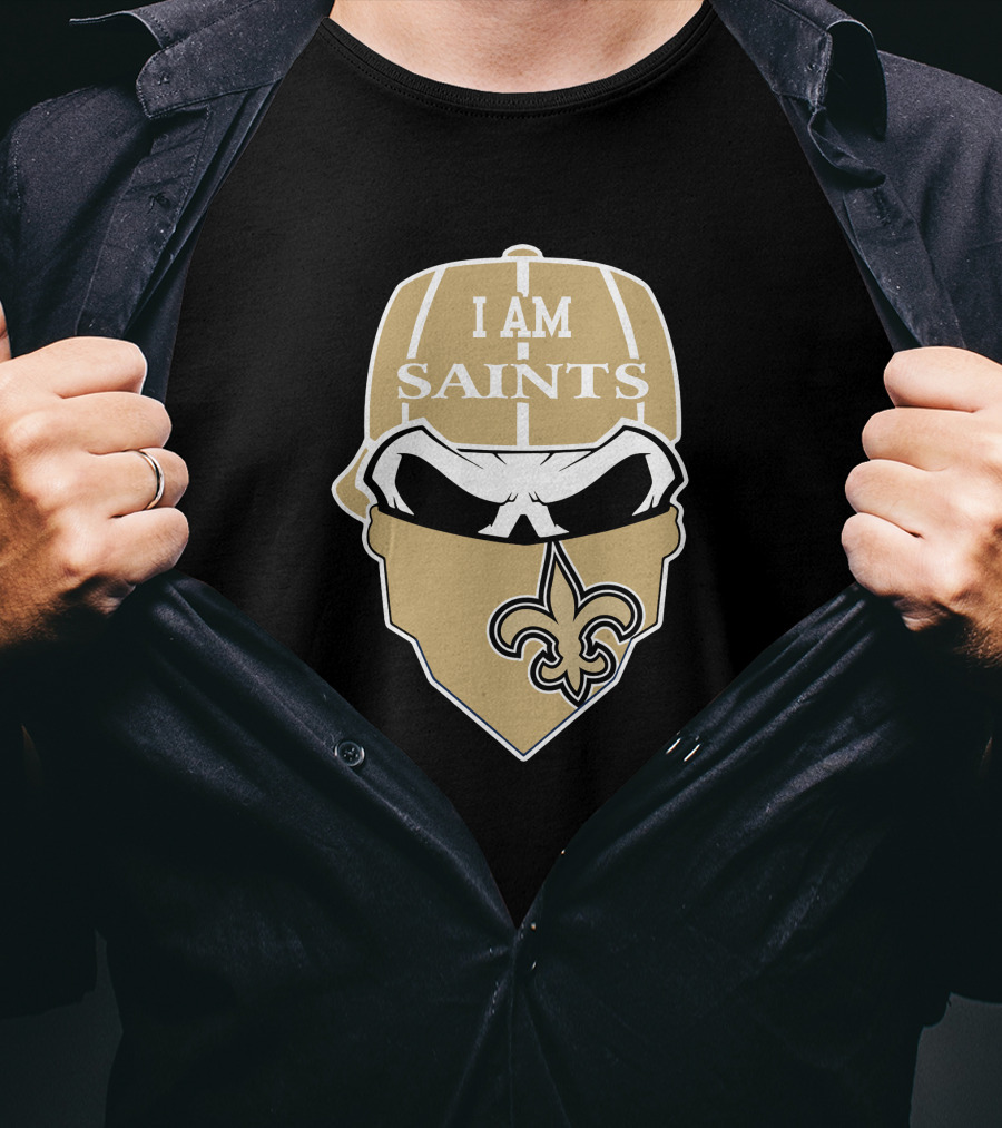 I Am New Orleans Saints Skull Fleur-De-Lis T-Shirt