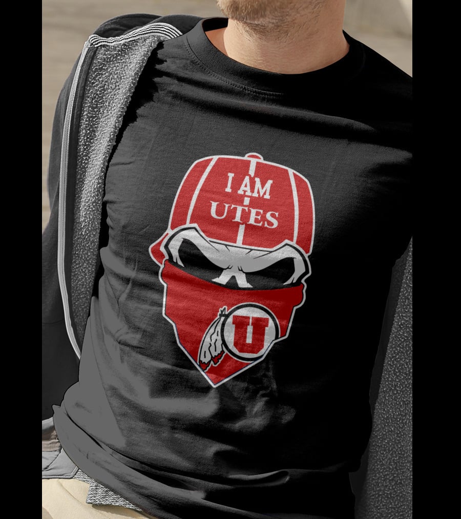 I Am Utah Utes Skull Bandana U T-Shirt