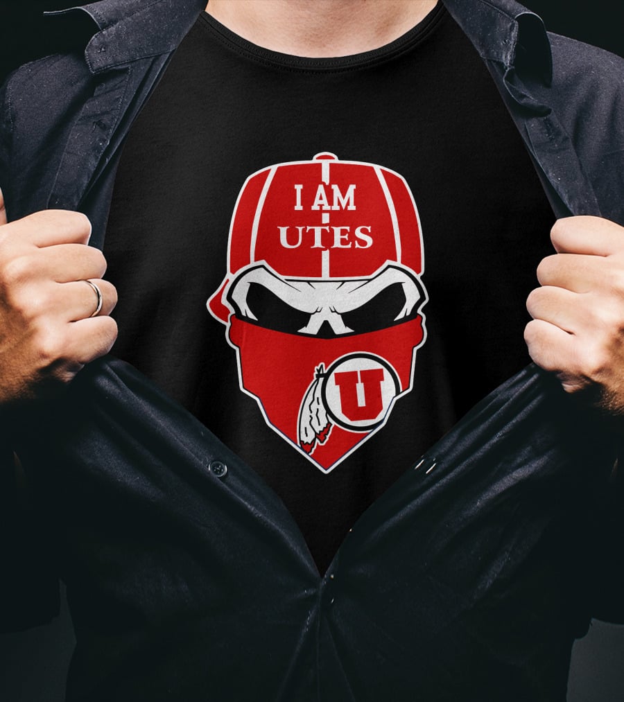 I Am Utah Utes Skull Bandana U T-Shirt