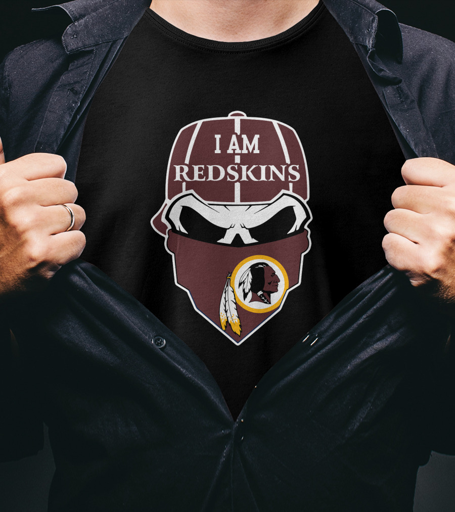 I Am Redskins Skull Logo Face Mask T-Shirt