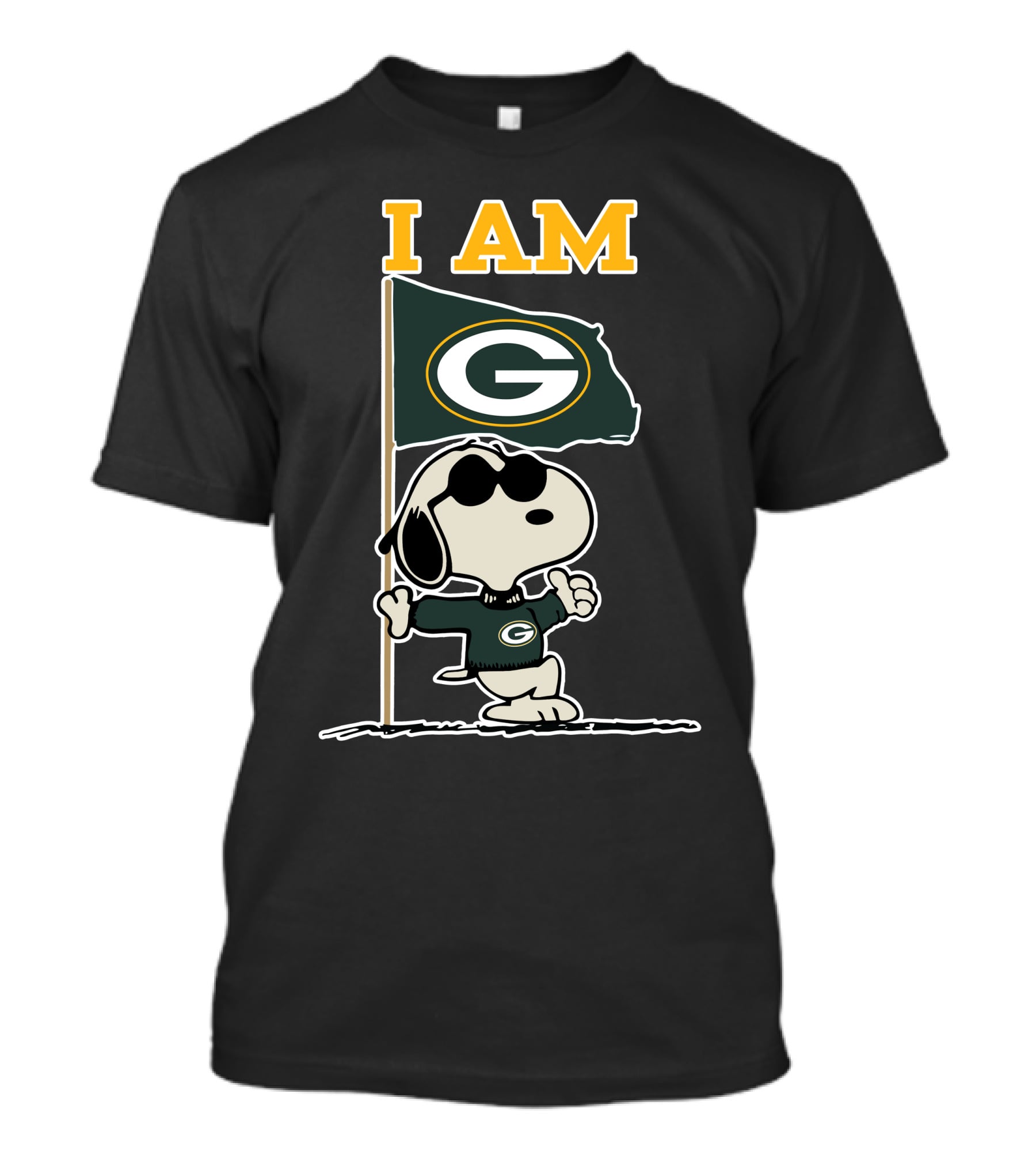 Snoopy Green Bay Packers Flag I Am T-Shirt