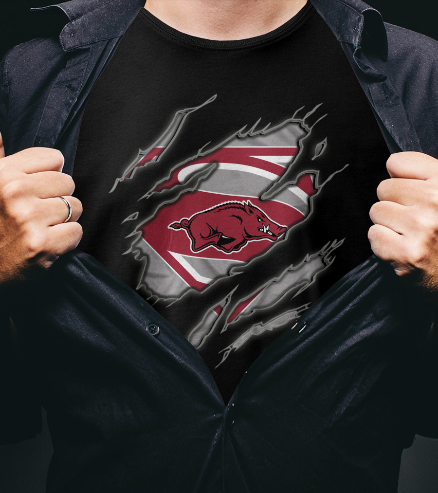 Arkansas Razorbacks Superman Claw T-Shirt