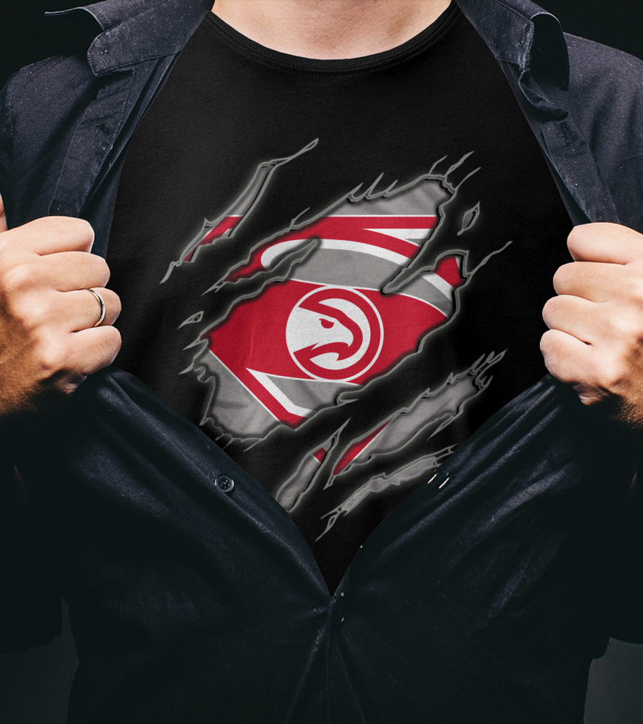 Atlanta Hawks Superman Logo Ripped Reveal T-Shirt