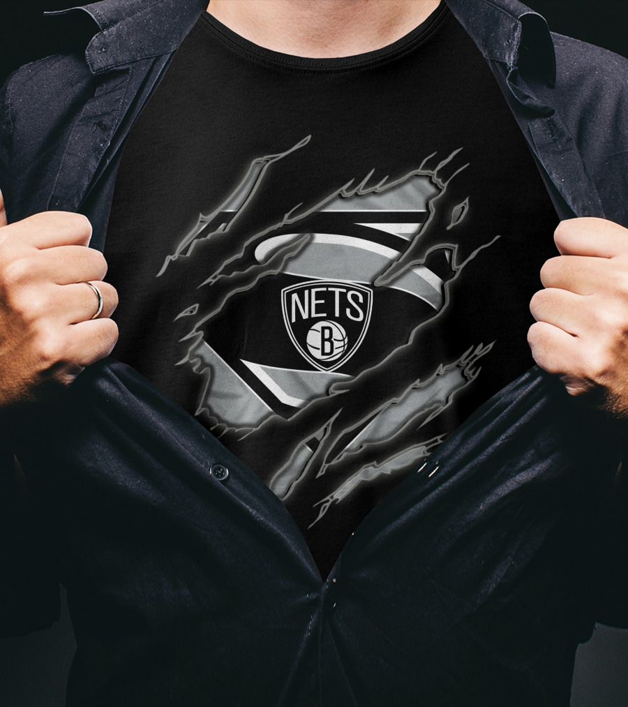 Brooklyn Nets Superman Logo Ripped Effect 1 T-Shirt