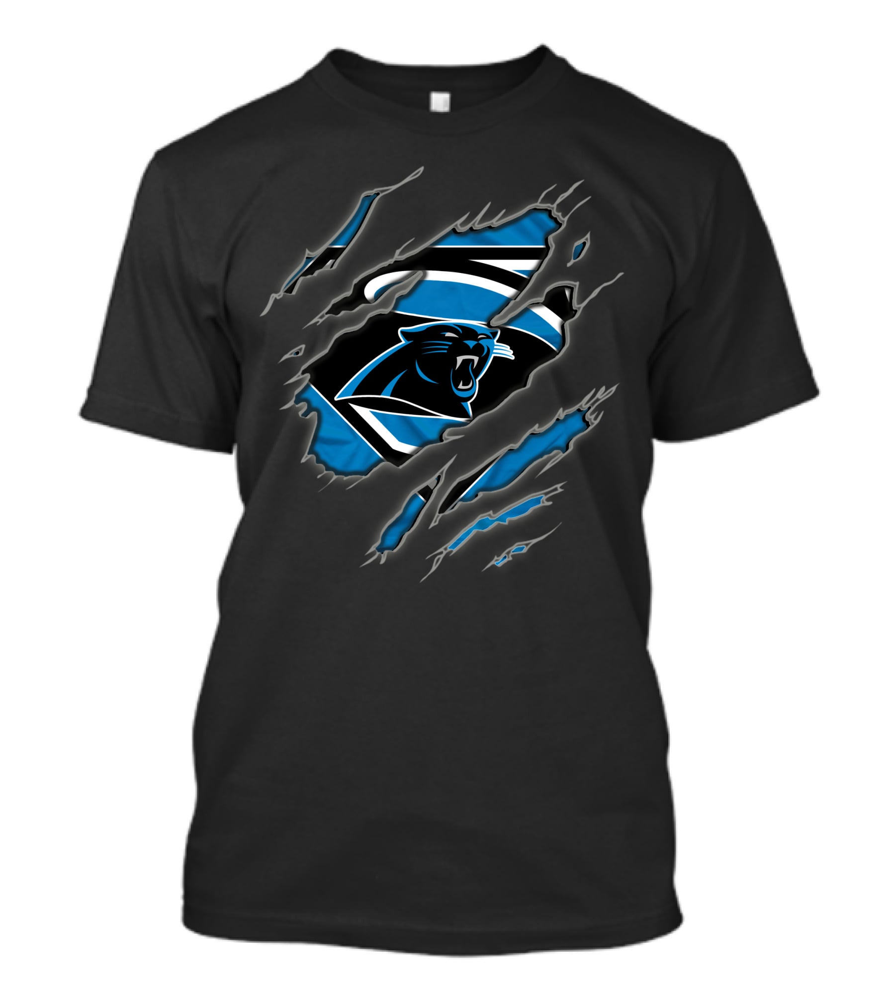 Carolina Panthers Superman Football Claws T-Shirt
