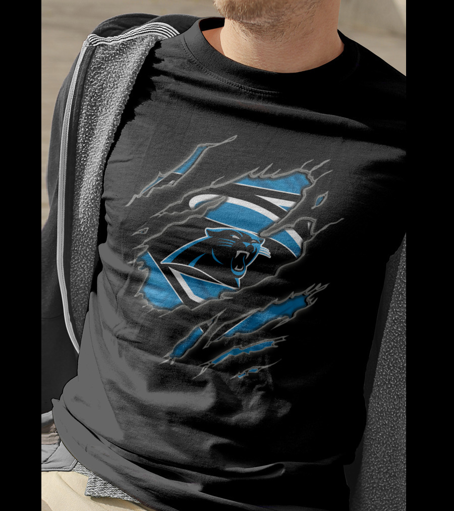 Carolina Panthers Superman Football Claws T-Shirt