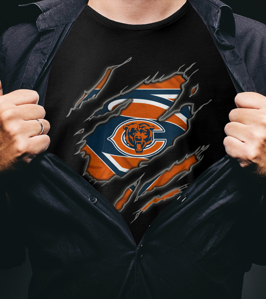 Chicago Bears Superman Logo Ripped T-Shirt