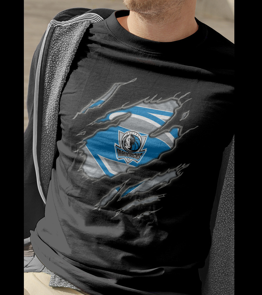 Dallas Mavericks Superman Emblem With Torn Effect T-Shirt