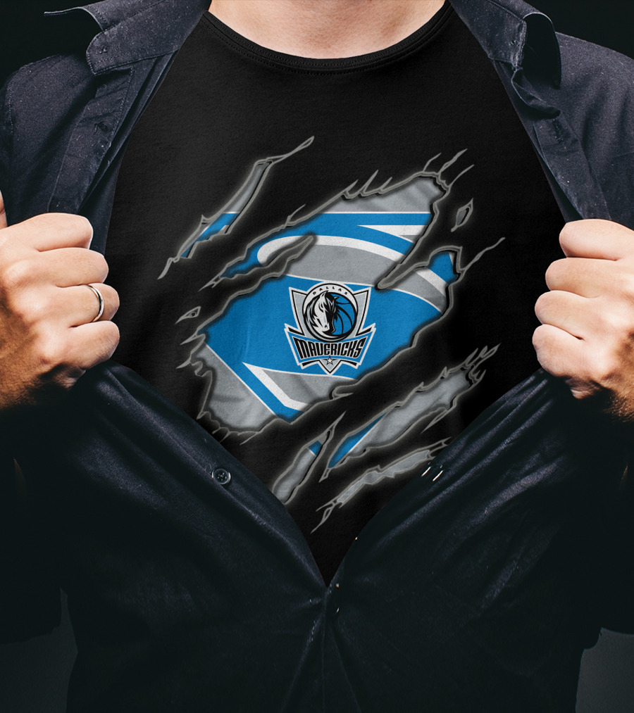 Dallas Mavericks Superman Emblem With Torn Effect T-Shirt