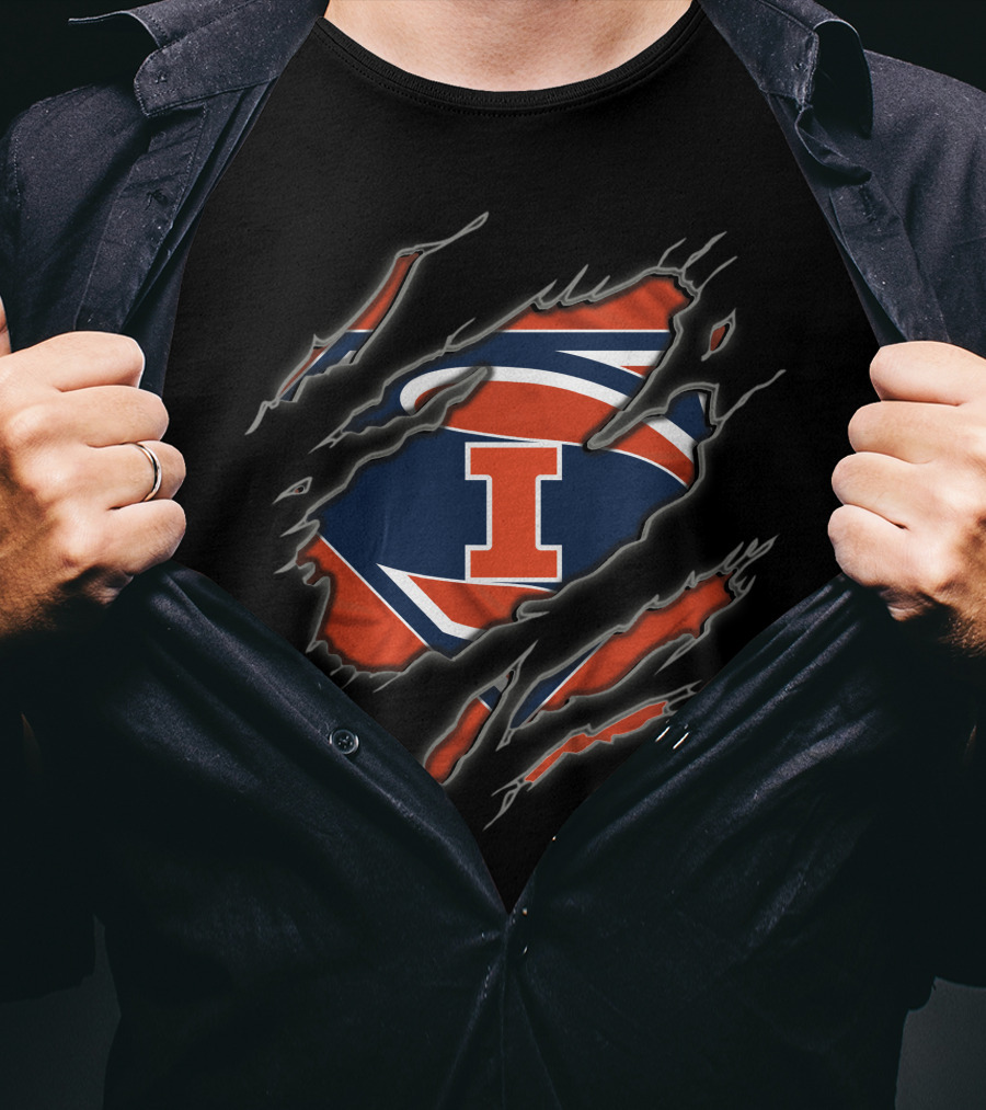 Illinois Fighting Illini Superman Logo Claw T-Shirt